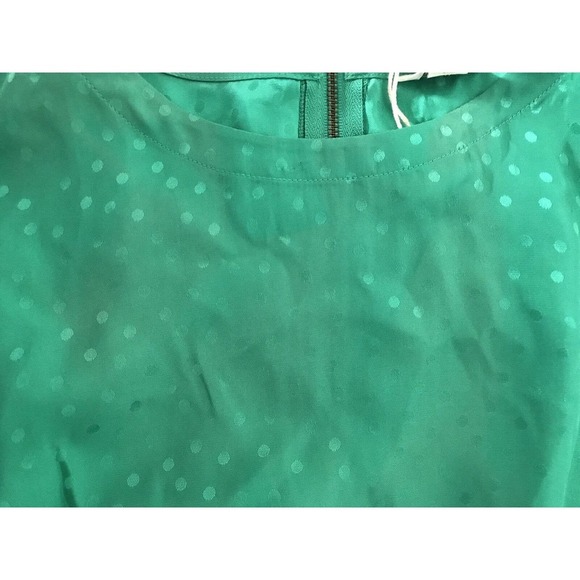 Fossil | Emily Silk Dress Size 0 Luminary Green Polka Dot Crewneck Empire Waist - Picture 10 of 12